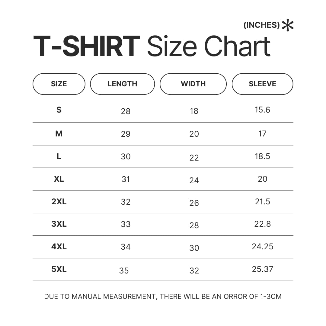 T shirt Size Chart - Bad Omens Store